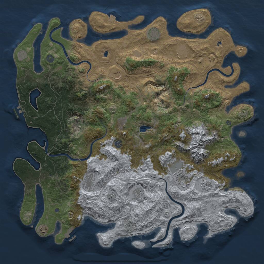 Rust Map: Procedural Map, Size: 5000, Seed: 1021355664, 19 Monuments