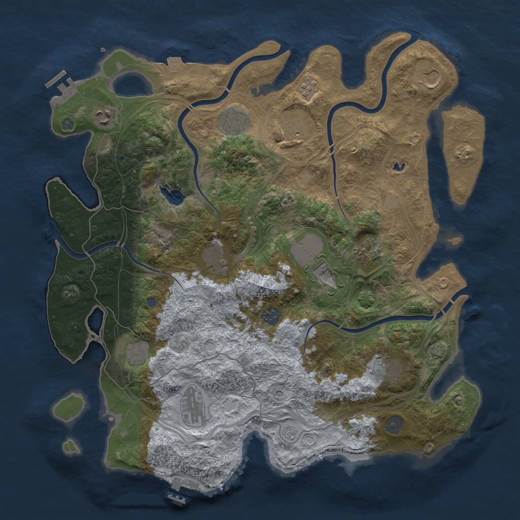 Rust Map: Procedural Map, Size: 4250, Seed: 1134007426, 17 Monuments