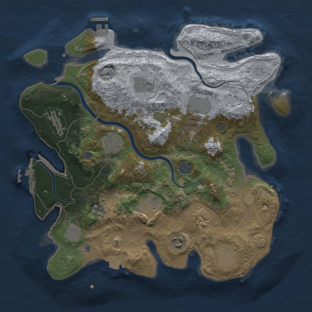 Rust Map: Procedural Map, Size: 3500, Seed: 134344, 18 Monuments