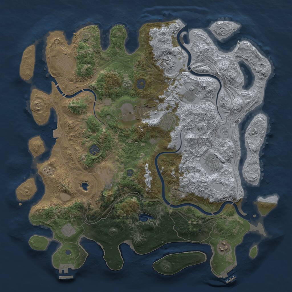 Rust Map: Procedural Map, Size: 4250, Seed: 135398213, 16 Monuments