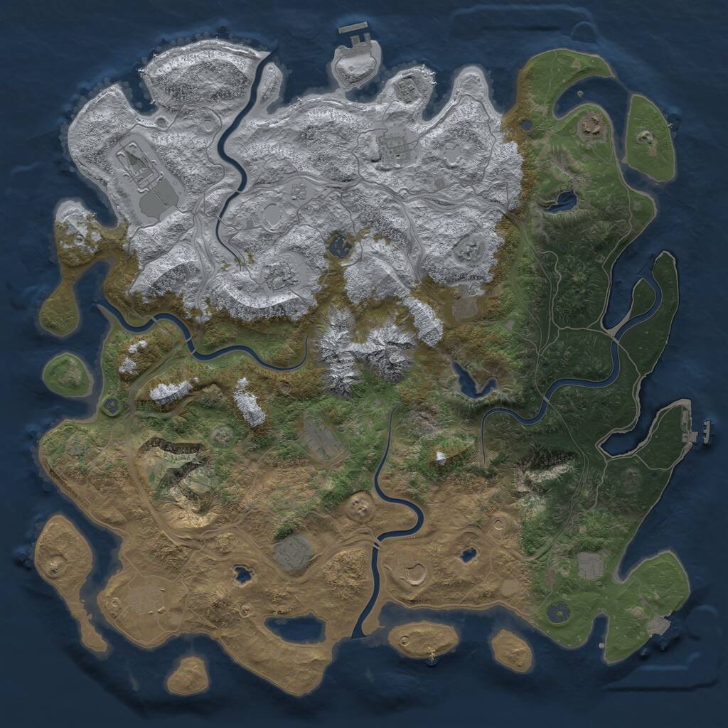 Rust Map: Procedural Map, Size: 5000, Seed: 677869137, 17 Monuments