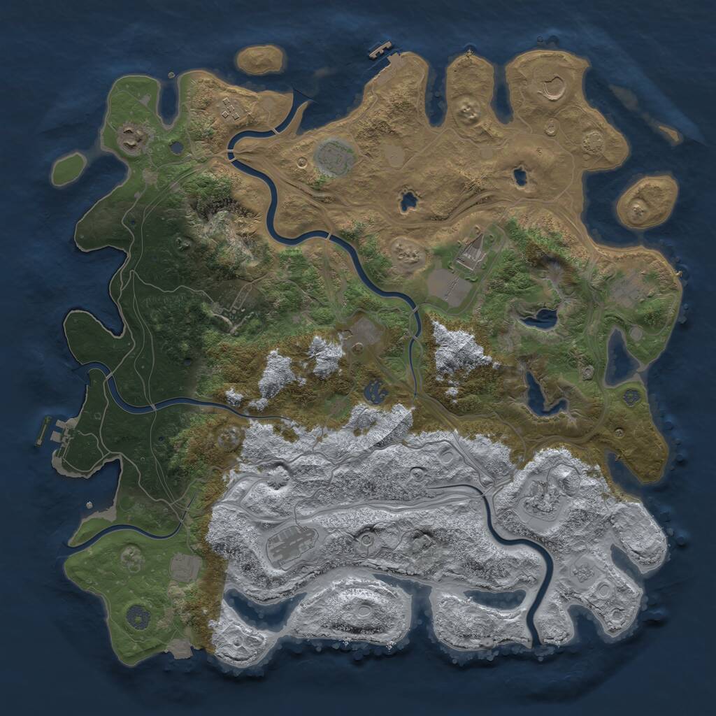 Rust Map: Procedural Map, Size: 4500, Seed: 1325314020, 17 Monuments