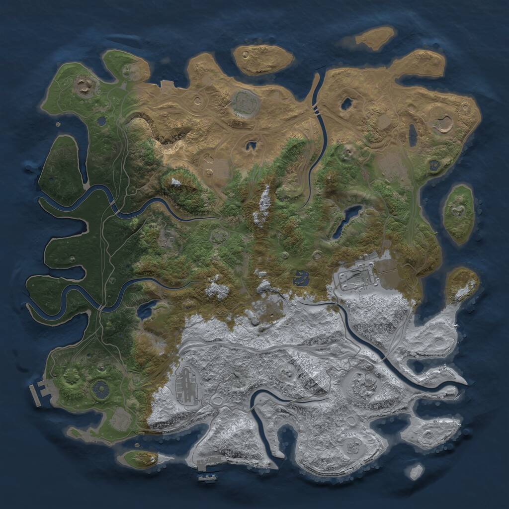 Rust Map: Procedural Map, Size: 4500, Seed: 1046378604, 19 Monuments
