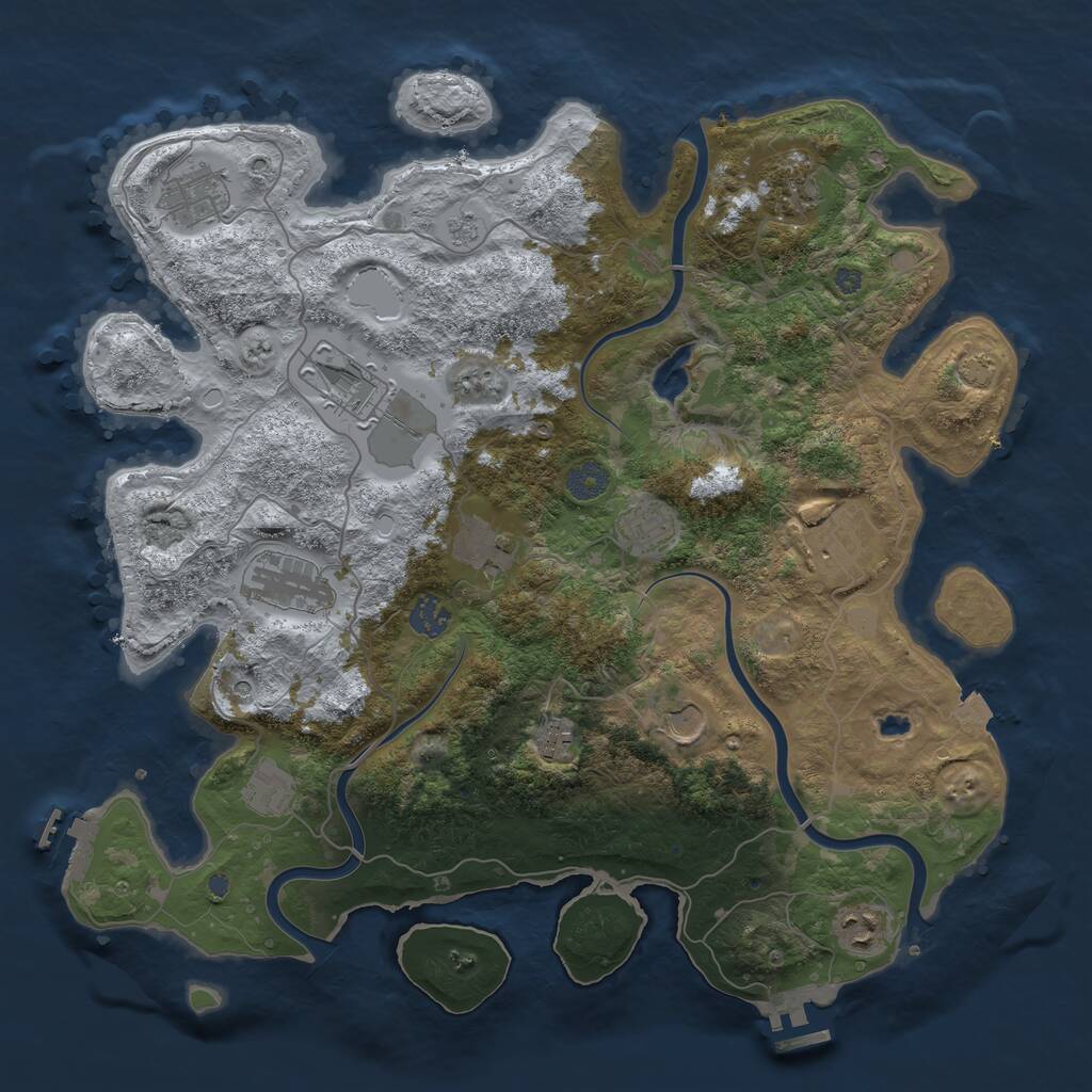 Rust Map: Procedural Map, Size: 4000, Seed: 1340804037, 19 Monuments