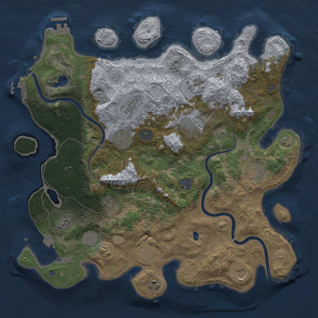 Rust Map: Procedural Map, Size: 4000, Seed: 1371222681, 17 Monuments