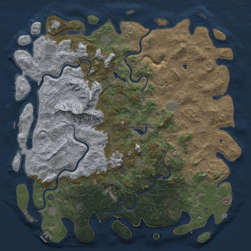 Rust Map: Procedural Map, Size: 6000, Seed: 1207337935, 19 Monuments