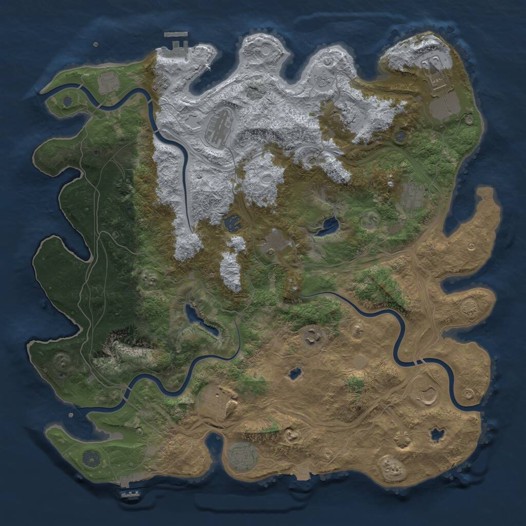 Rust Map: Procedural Map, Size: 4500, Seed: 438275761, 17 Monuments
