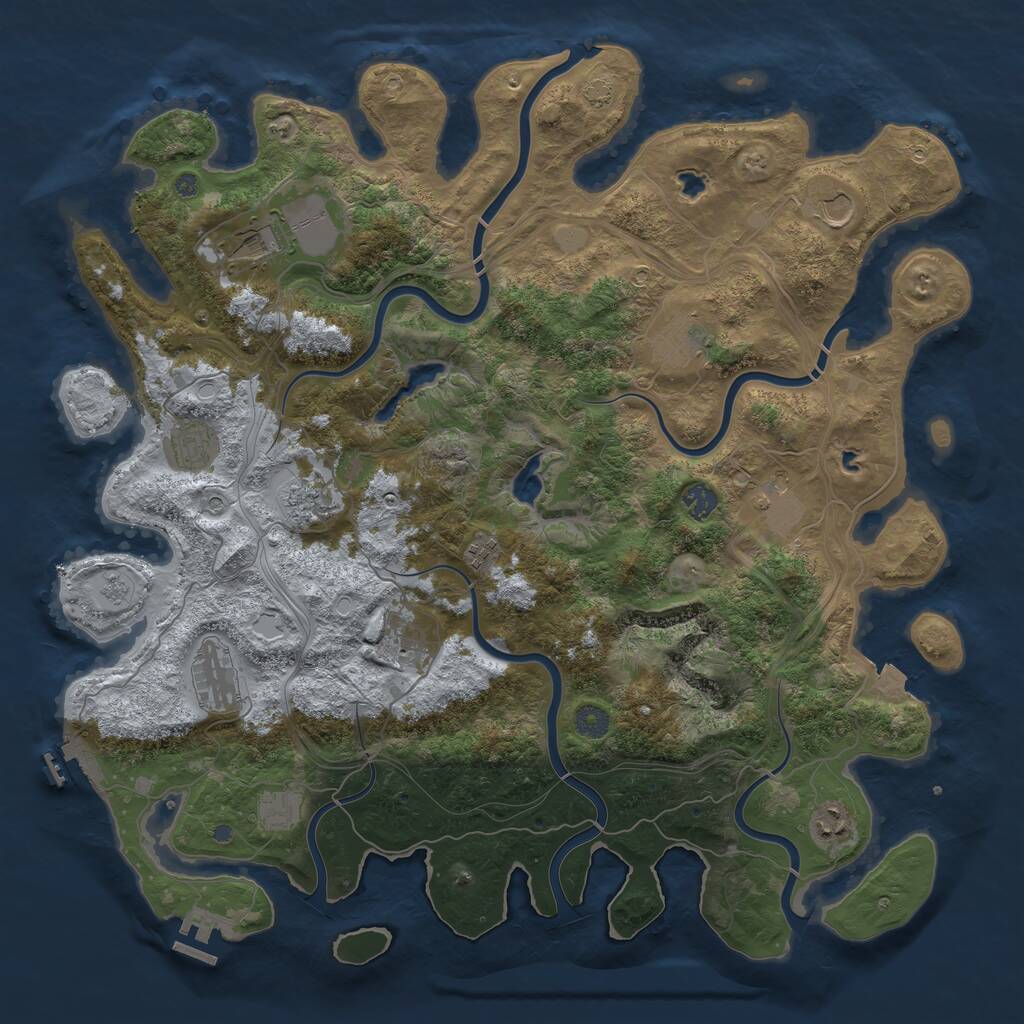 Rust Map: Procedural Map, Size: 4500, Seed: 1421306345, 19 Monuments