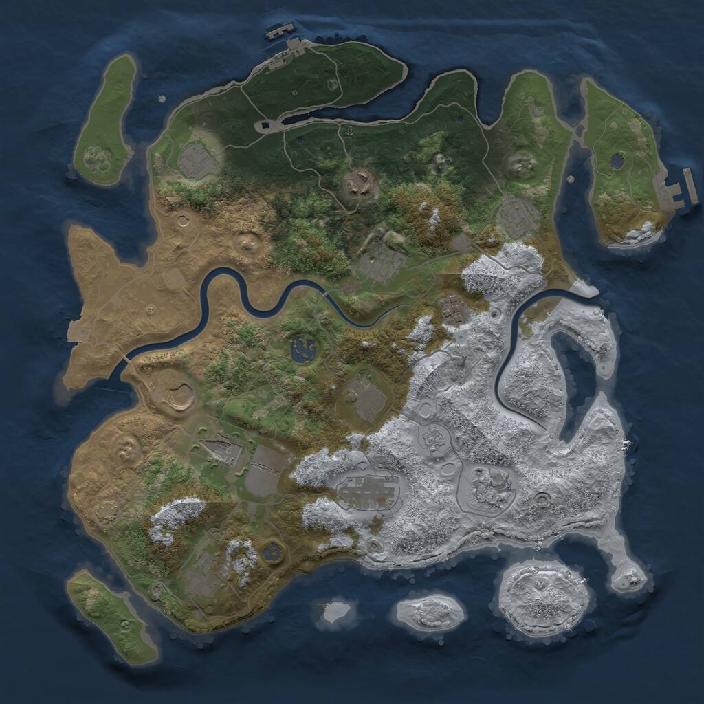 Rust Map: Procedural Map, Size: 3850, Seed: 2015137113, 17 Monuments