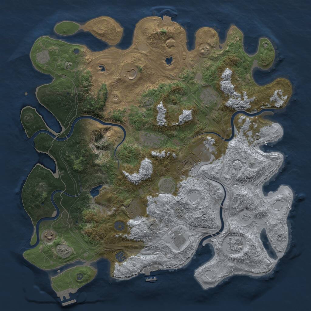 Rust Map: Procedural Map, Size: 4500, Seed: 431234, 17 Monuments