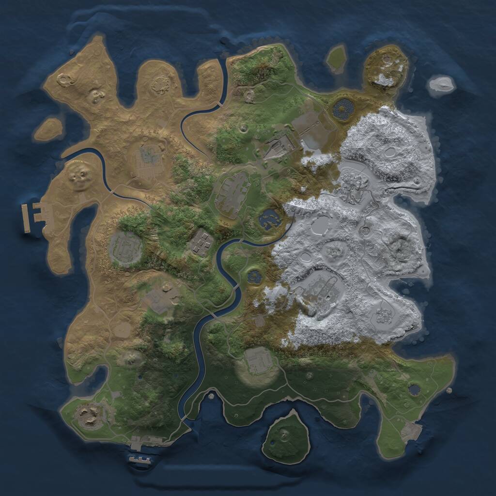 Rust Map: Procedural Map, Size: 3500, Seed: 1261505173, 18 Monuments
