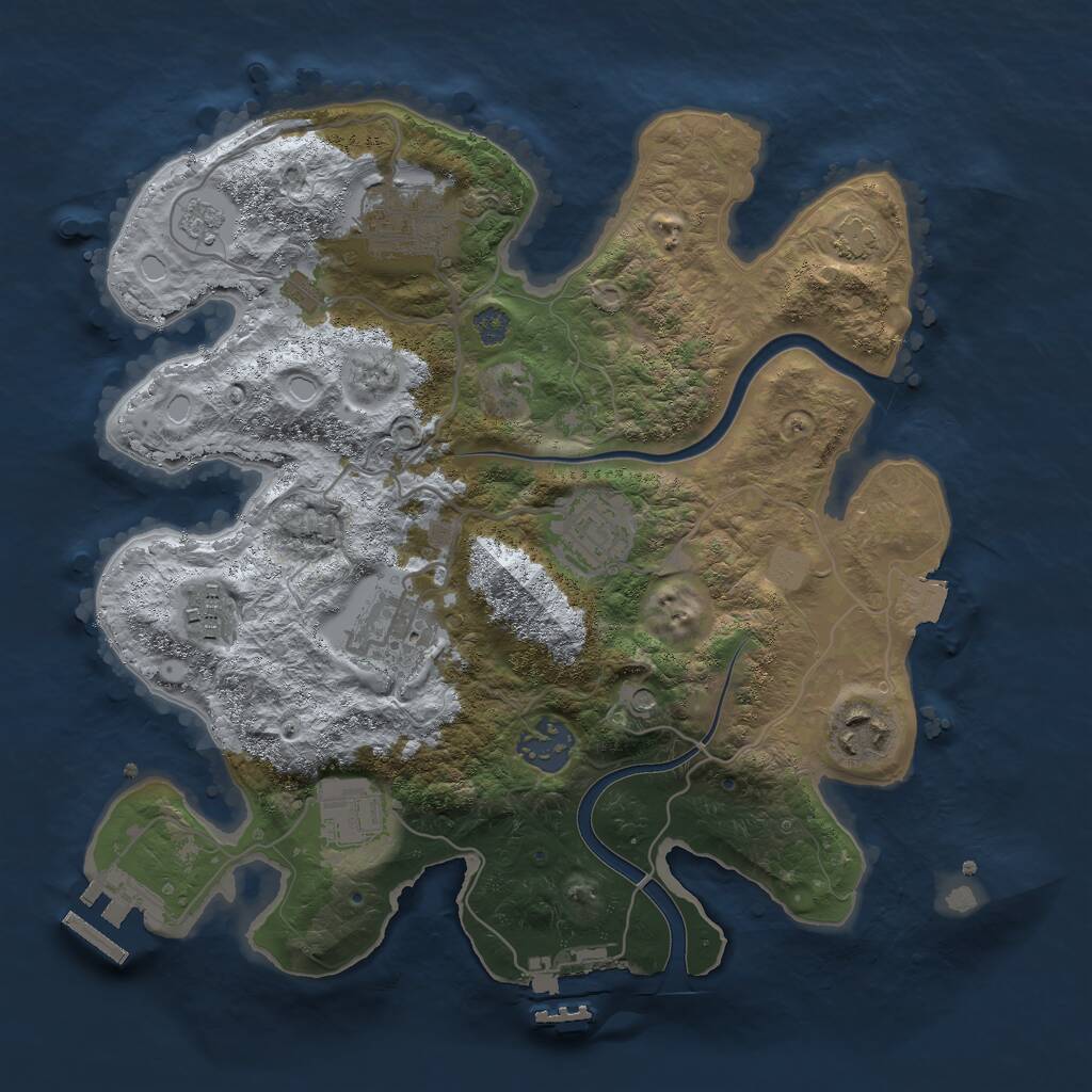 Rust Map: Procedural Map, Size: 3000, Seed: 529886555, 14 Monuments