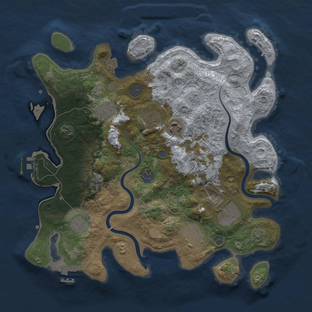 Rust Map: Procedural Map, Size: 3500, Seed: 3654781, 14 Monuments