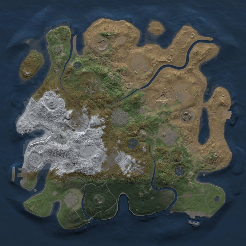 Rust Map: Procedural Map, Size: 3500, Seed: 48213, 19 Monuments