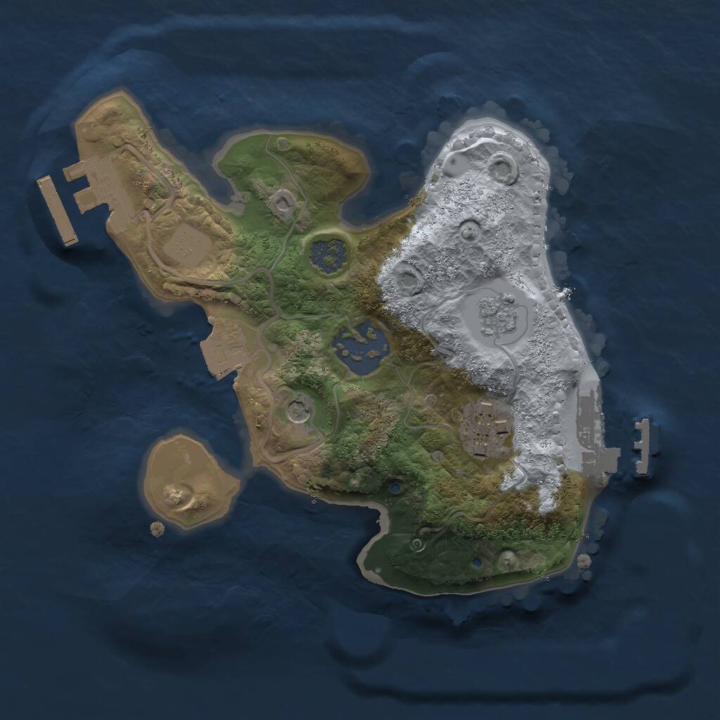 Rust Map: Procedural Map, Size: 2000, Seed: 2071425264, 9 Monuments
