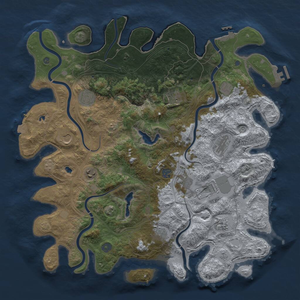 Rust Map: Procedural Map, Size: 4500, Seed: 860203537, 17 Monuments