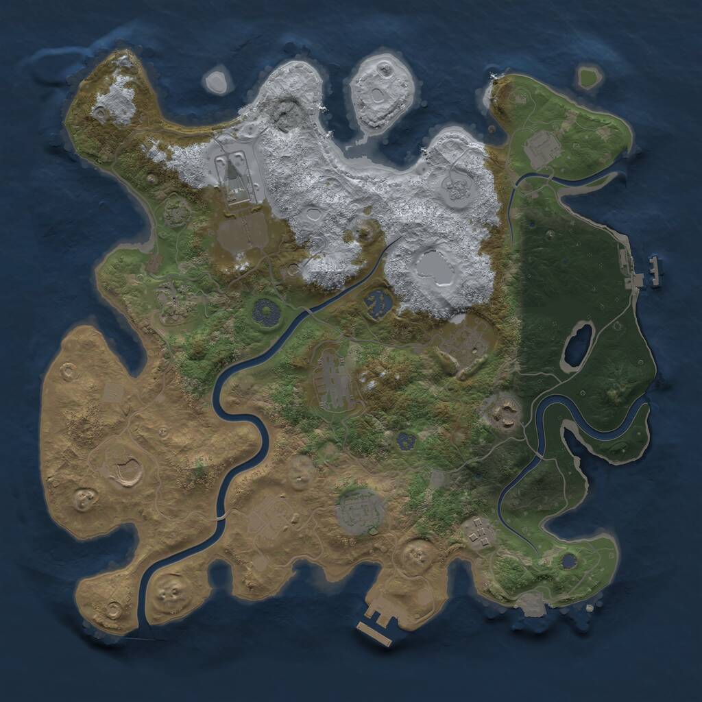 Rust Map: Procedural Map, Size: 3750, Seed: 921433461, 16 Monuments