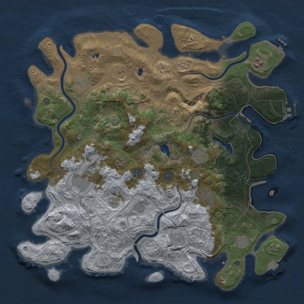 Rust Map: Procedural Map, Size: 4500, Seed: 461259110, 19 Monuments