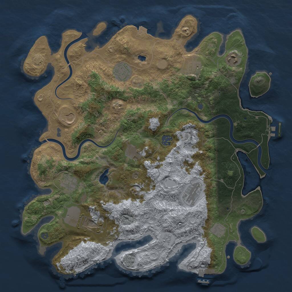 Rust Map: Procedural Map, Size: 4000, Seed: 874835235, 19 Monuments