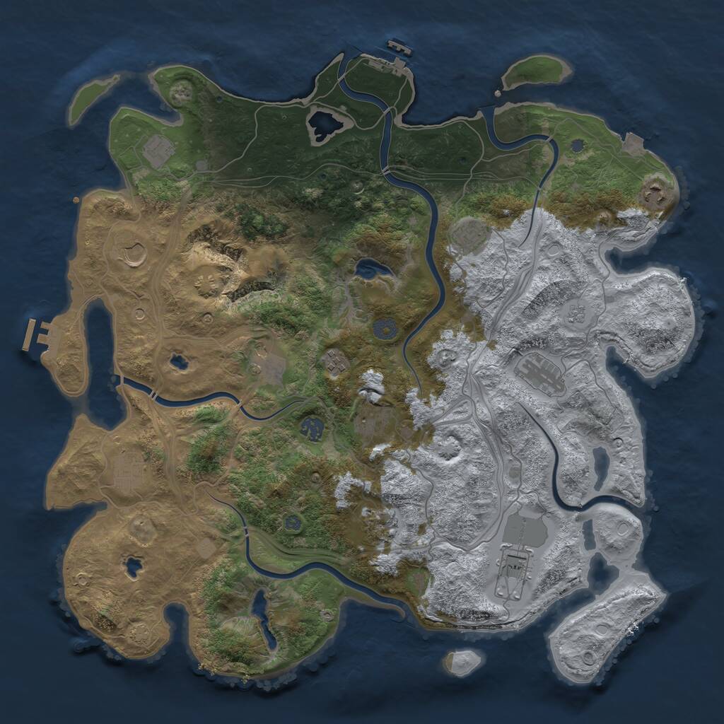 Rust Map: Procedural Map, Size: 4500, Seed: 807405672, 17 Monuments