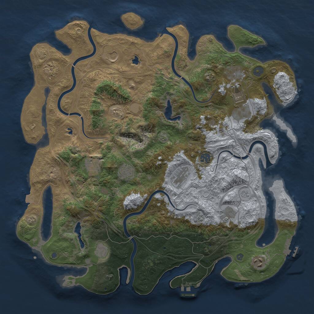 Rust Map: Procedural Map, Size: 4500, Seed: 1739184776, 17 Monuments