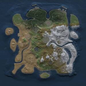 Thumbnail Rust Map: Procedural Map, Size: 3000, Seed: 1259455345, 15 Monuments