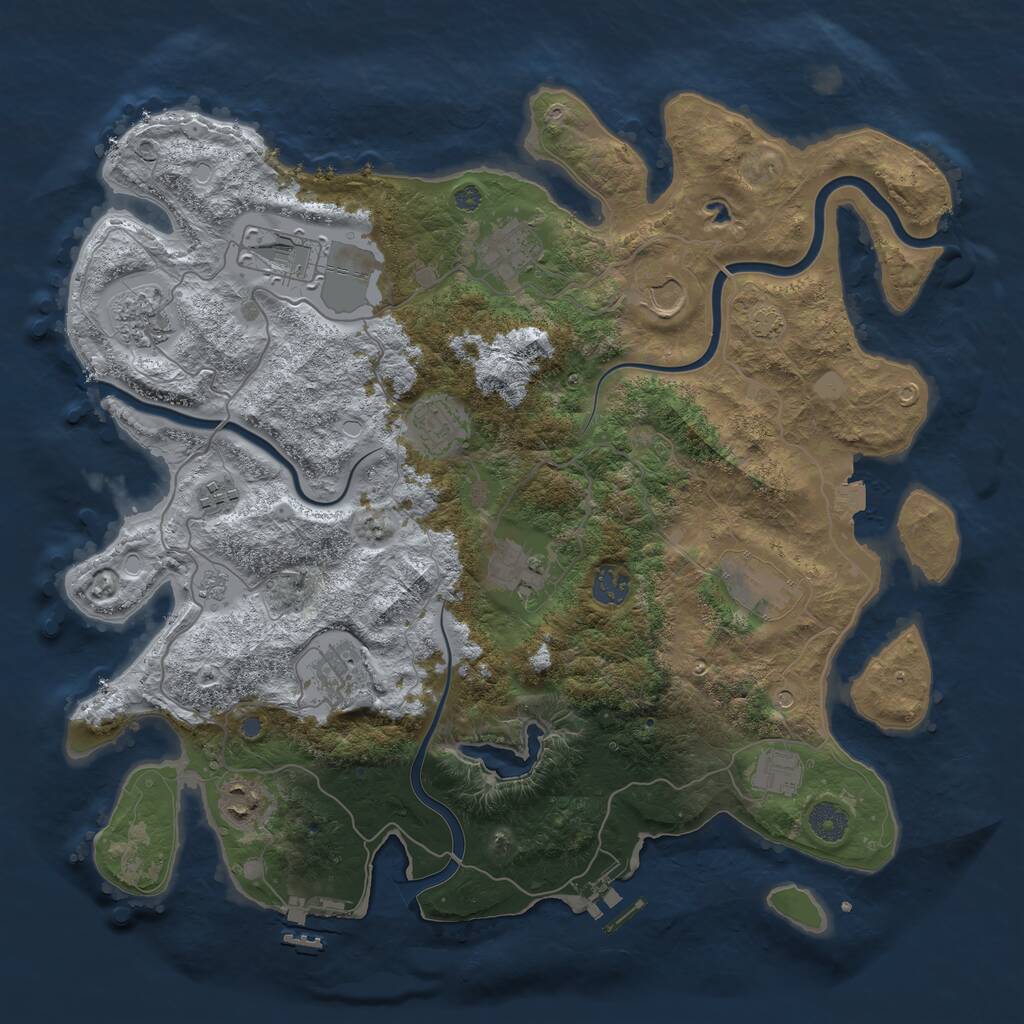 Rust Map: Procedural Map, Size: 4000, Seed: 437259413, 17 Monuments