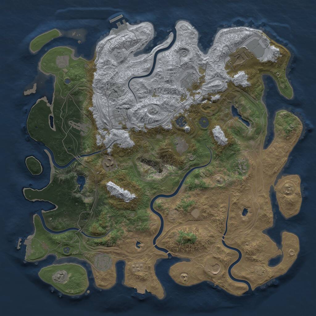 Rust Map: Procedural Map, Size: 4500, Seed: 950818590, 17 Monuments