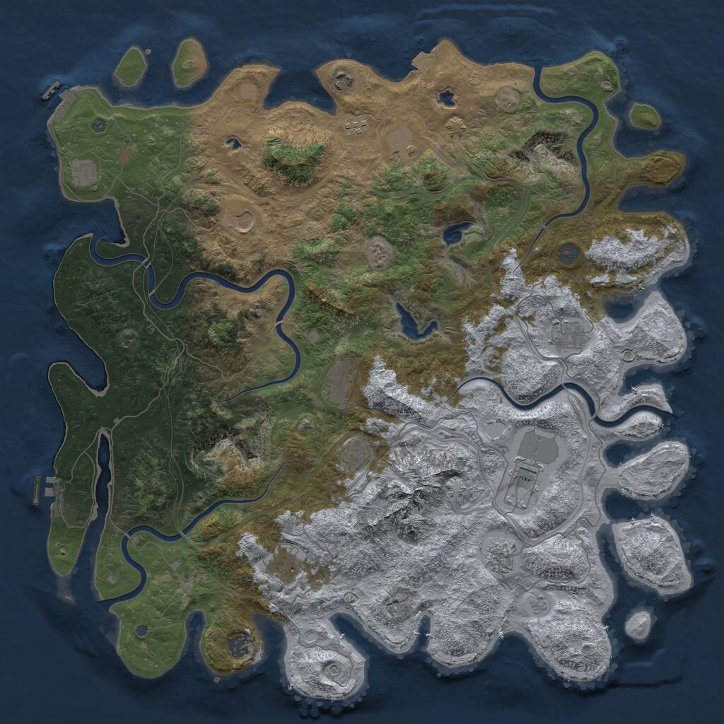 Rust Map: Procedural Map, Size: 5000, Seed: 364702, 19 Monuments