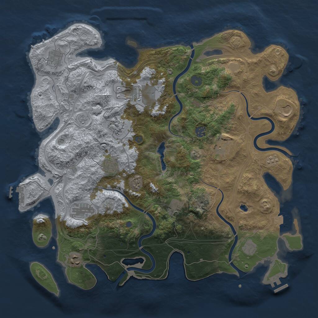 Rust Map: Procedural Map, Size: 4250, Seed: 193011443, 17 Monuments