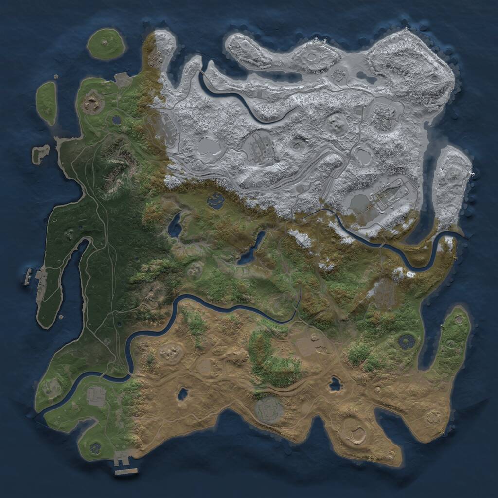 Rust Map: Procedural Map, Size: 4500, Seed: 980438657, 19 Monuments
