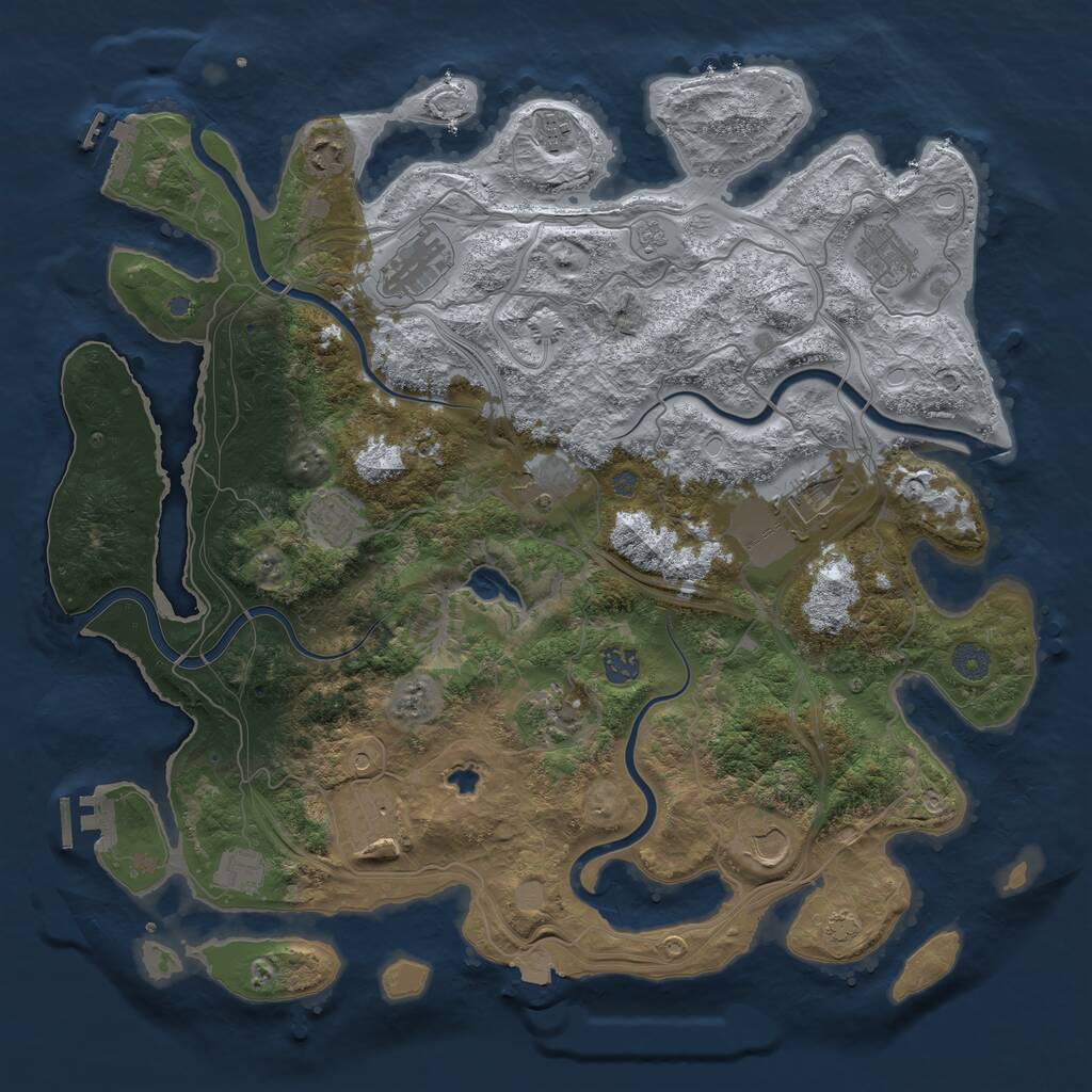 Rust Map: Procedural Map, Size: 4300, Seed: 1108138823, 17 Monuments