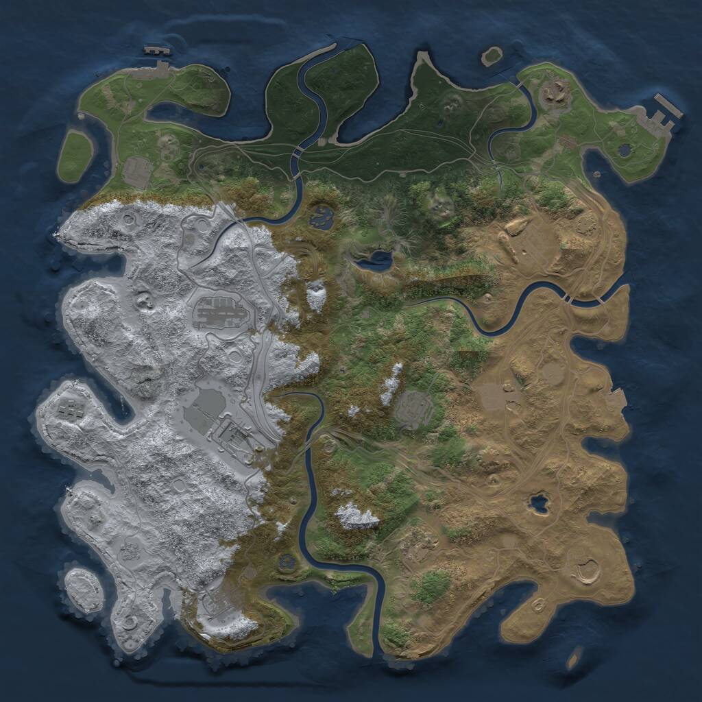 Rust Map: Procedural Map, Size: 4250, Seed: 642994646, 19 Monuments