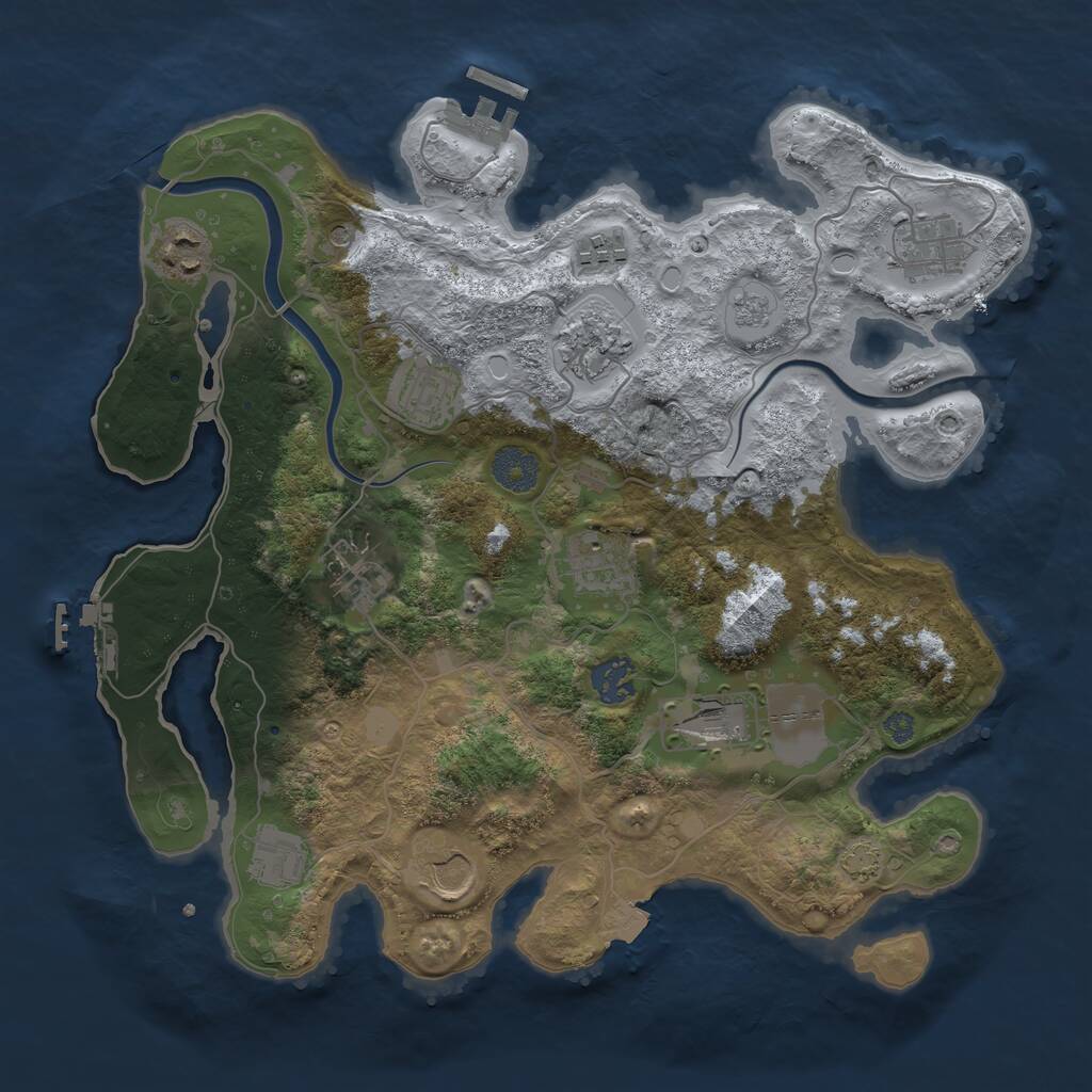 Rust Map: Procedural Map, Size: 3500, Seed: 518513538, 16 Monuments