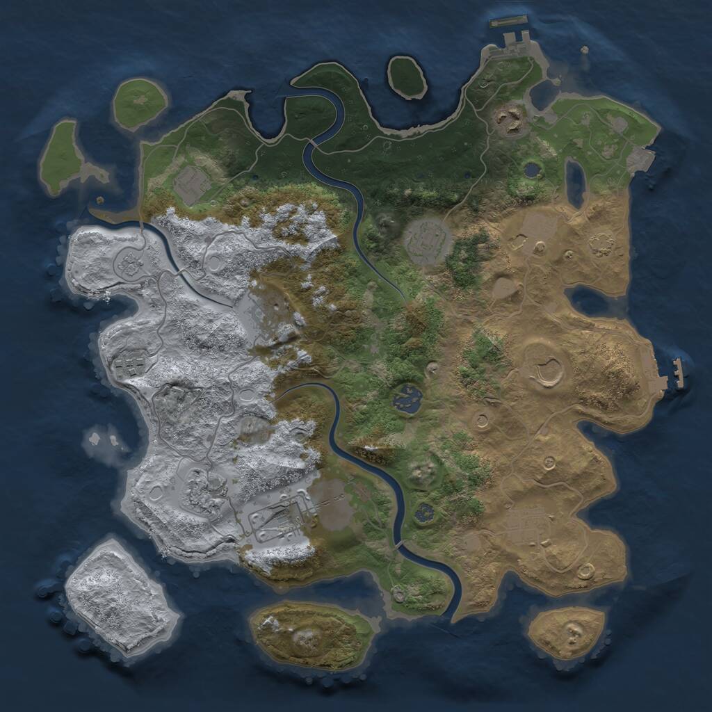 Rust Map: Procedural Map, Size: 3750, Seed: 1789659571, 18 Monuments