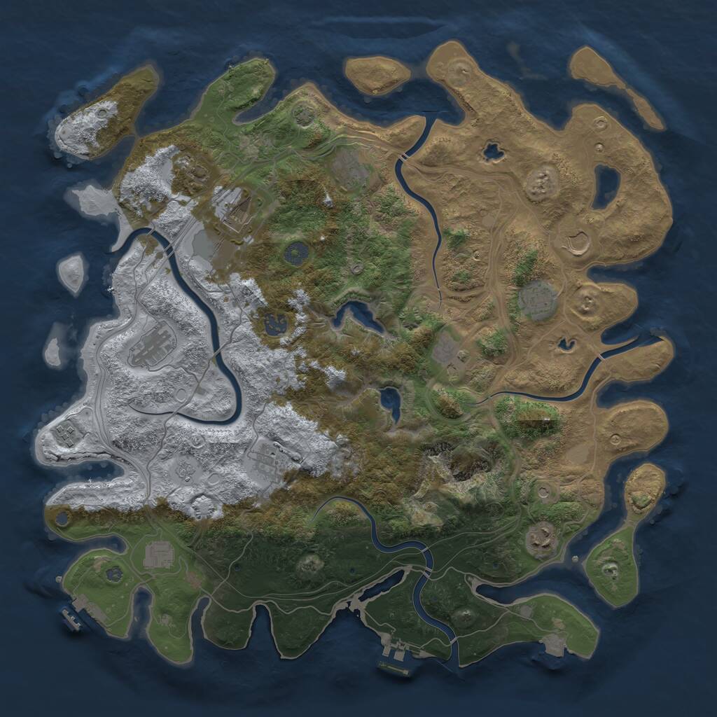 Rust Map: Procedural Map, Size: 4500, Seed: 9172026, 19 Monuments