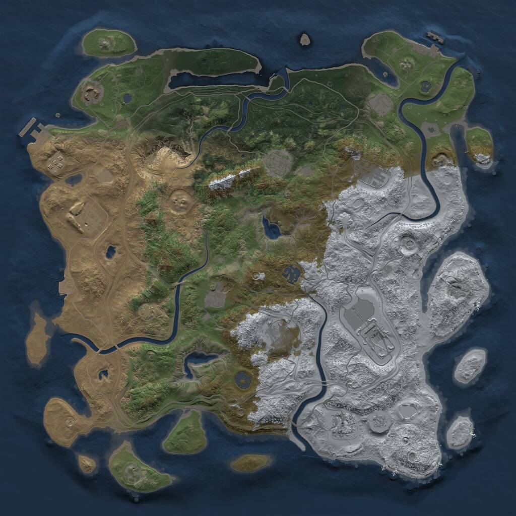 Rust Map: Procedural Map, Size: 4500, Seed: 685165310, 16 Monuments