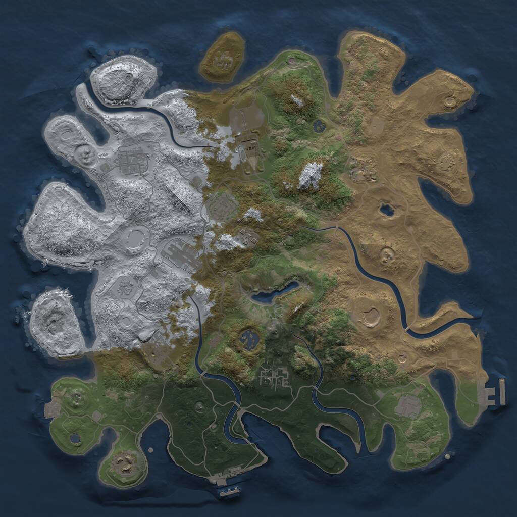 Rust Map: Procedural Map, Size: 4000, Seed: 436900688, 17 Monuments