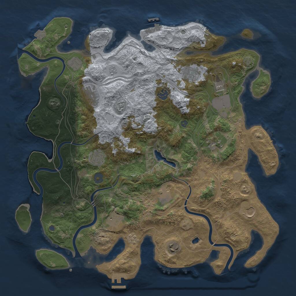 Rust Map: Procedural Map, Size: 4250, Seed: 287186058, 17 Monuments