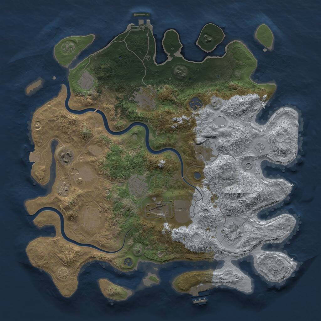 Rust Map: Procedural Map, Size: 3750, Seed: 759964070, 18 Monuments