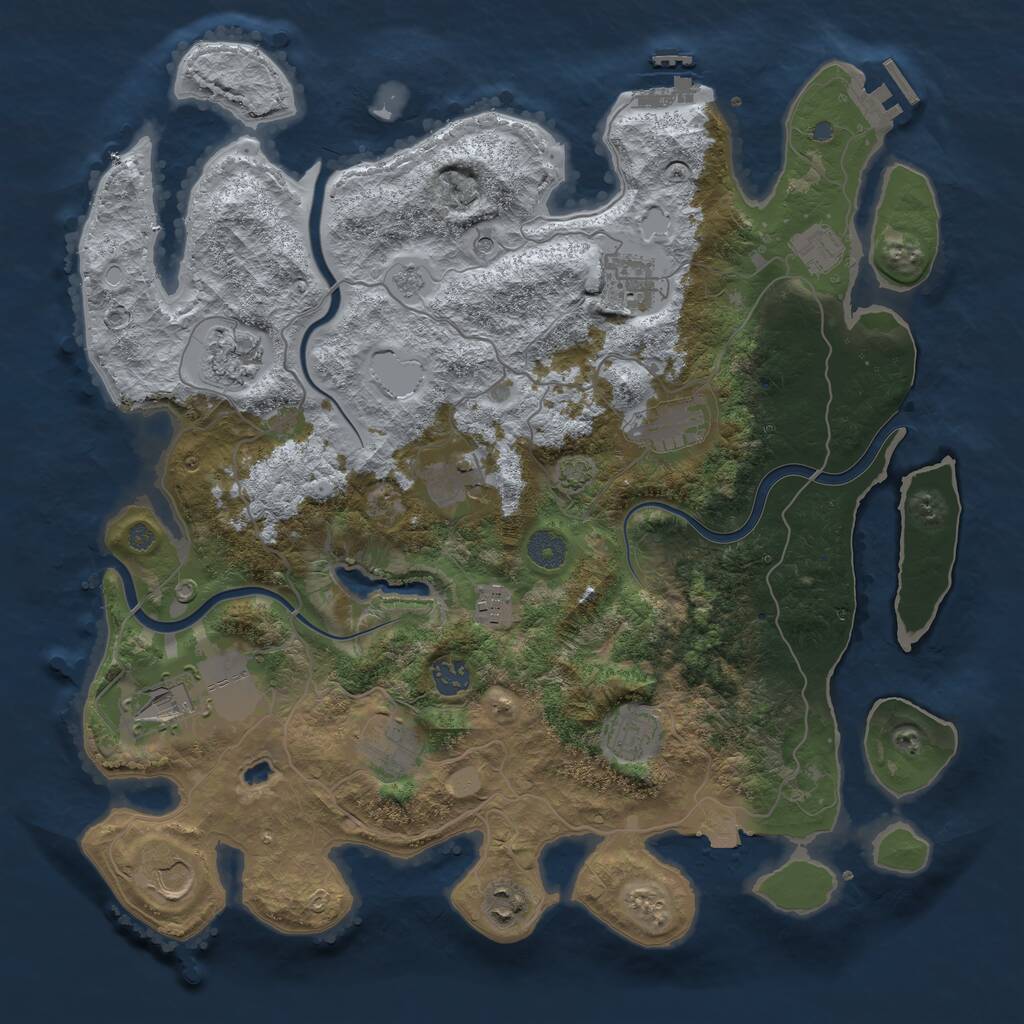 Rust Map: Procedural Map, Size: 4000, Seed: 145803896, 17 Monuments