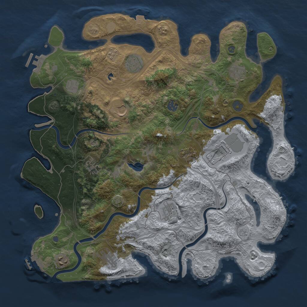 Rust Map: Procedural Map, Size: 4300, Seed: 1734219129, 17 Monuments