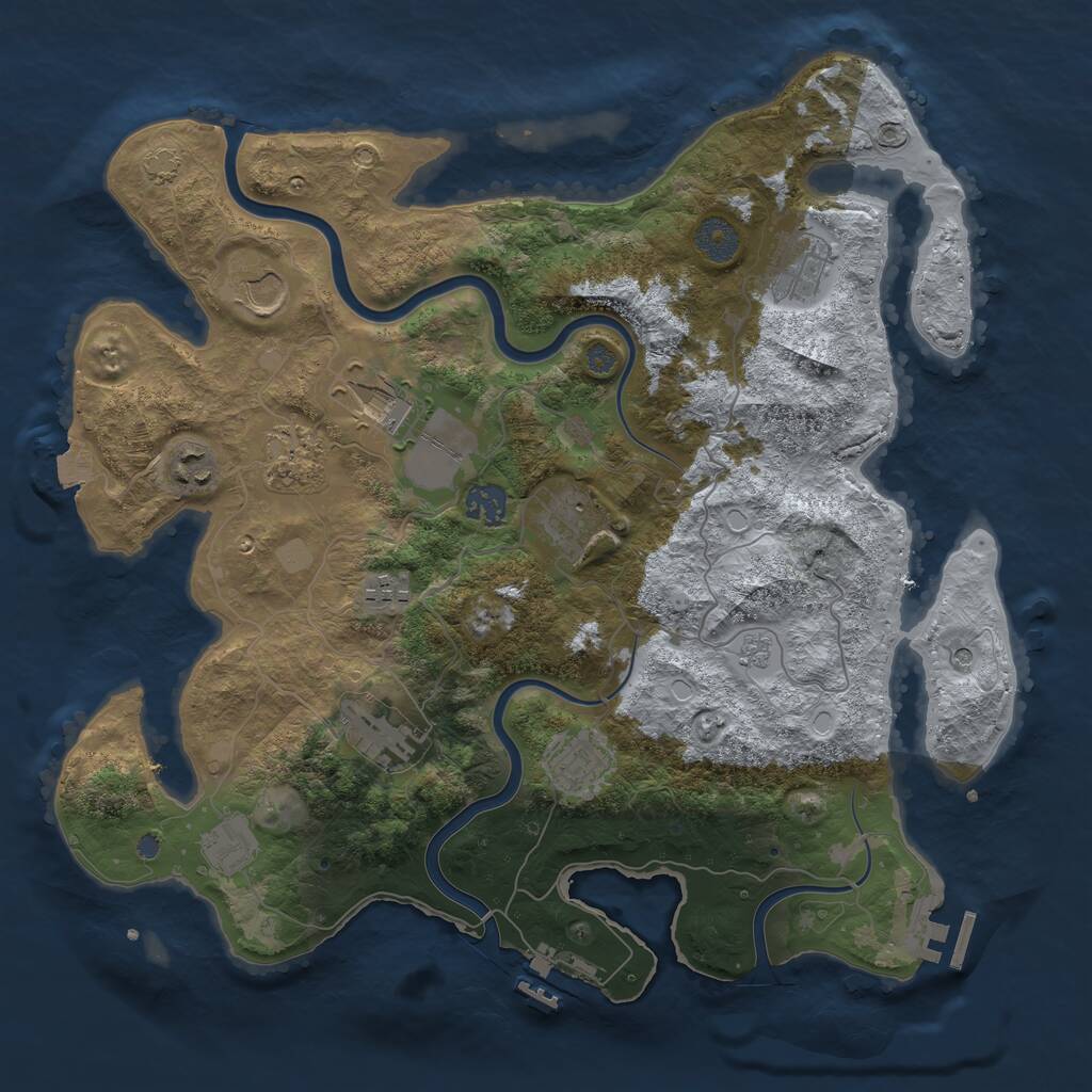 Rust Map: Procedural Map, Size: 3750, Seed: 261001, 16 Monuments