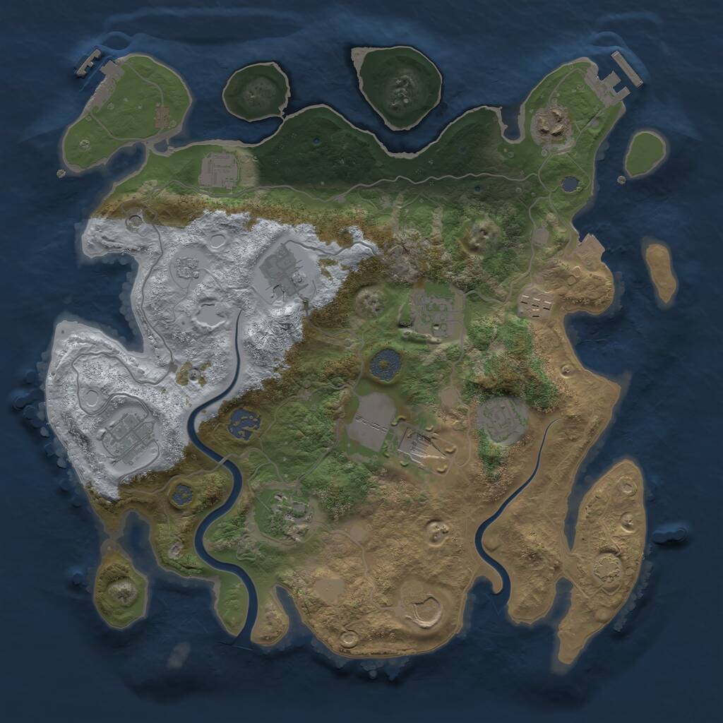 Rust Map: Procedural Map, Size: 3500, Seed: 1812943877, 18 Monuments