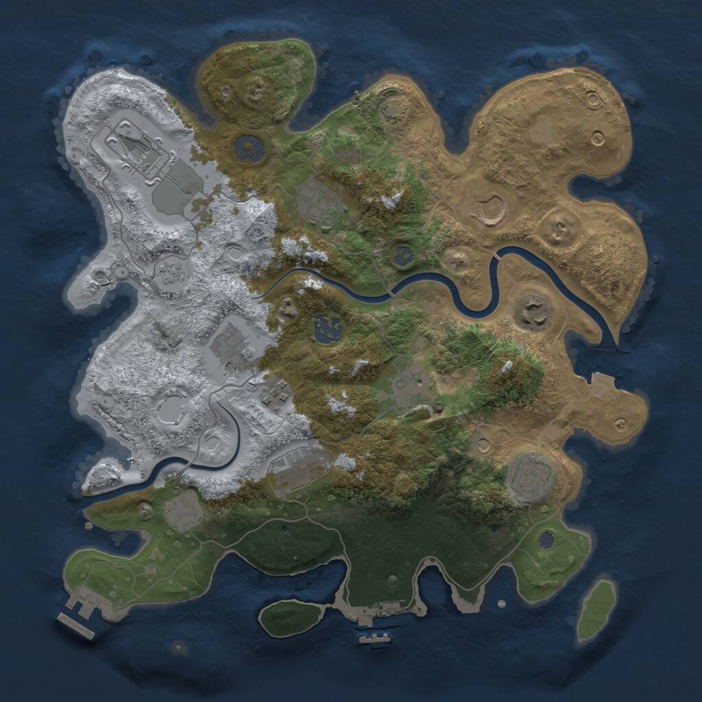 Rust Map: Procedural Map, Size: 3500, Seed: 1088983197, 18 Monuments