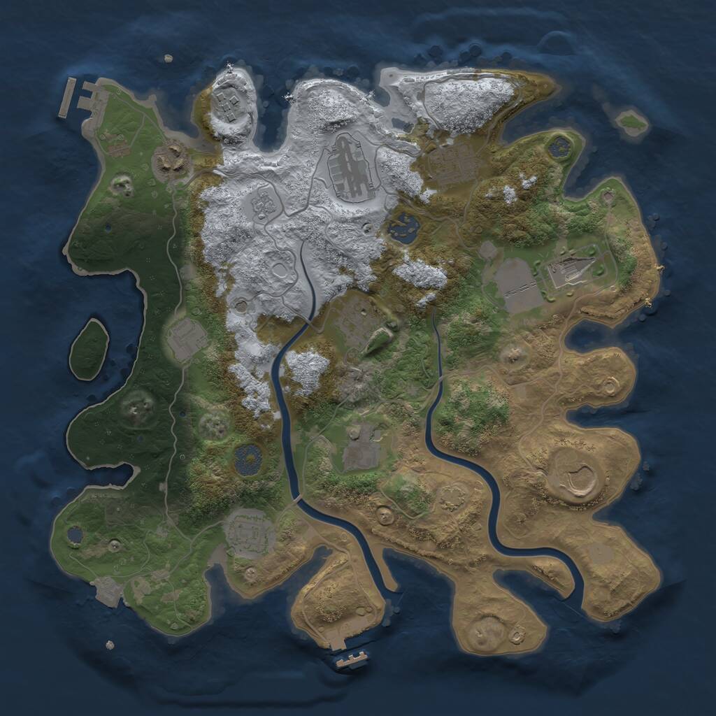 Rust Map: Procedural Map, Size: 3500, Seed: 138876610, 18 Monuments