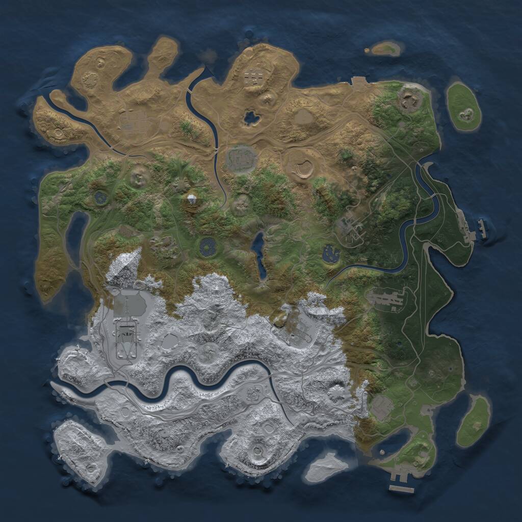 Rust Map: Procedural Map, Size: 4250, Seed: 1907757397, 19 Monuments