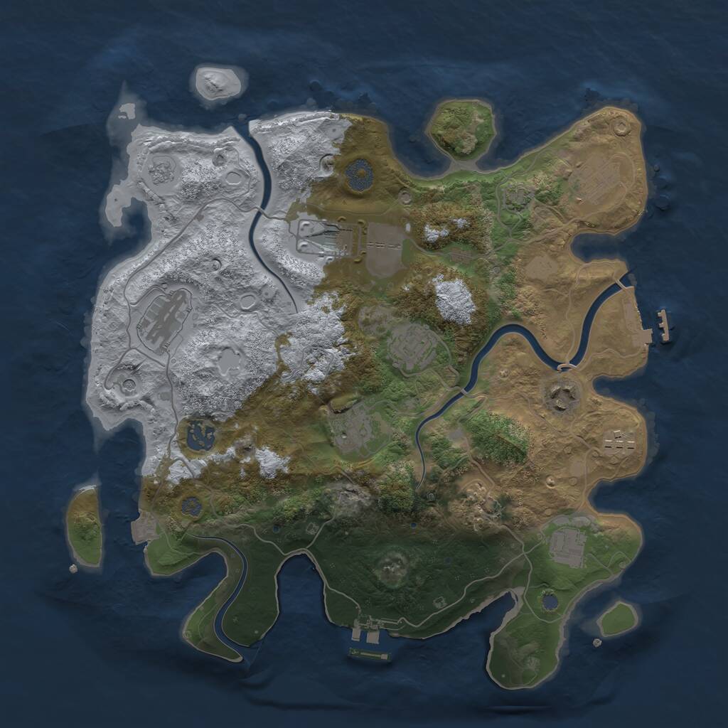 Rust Map: Procedural Map, Size: 3600, Seed: 1026400872, 15 Monuments