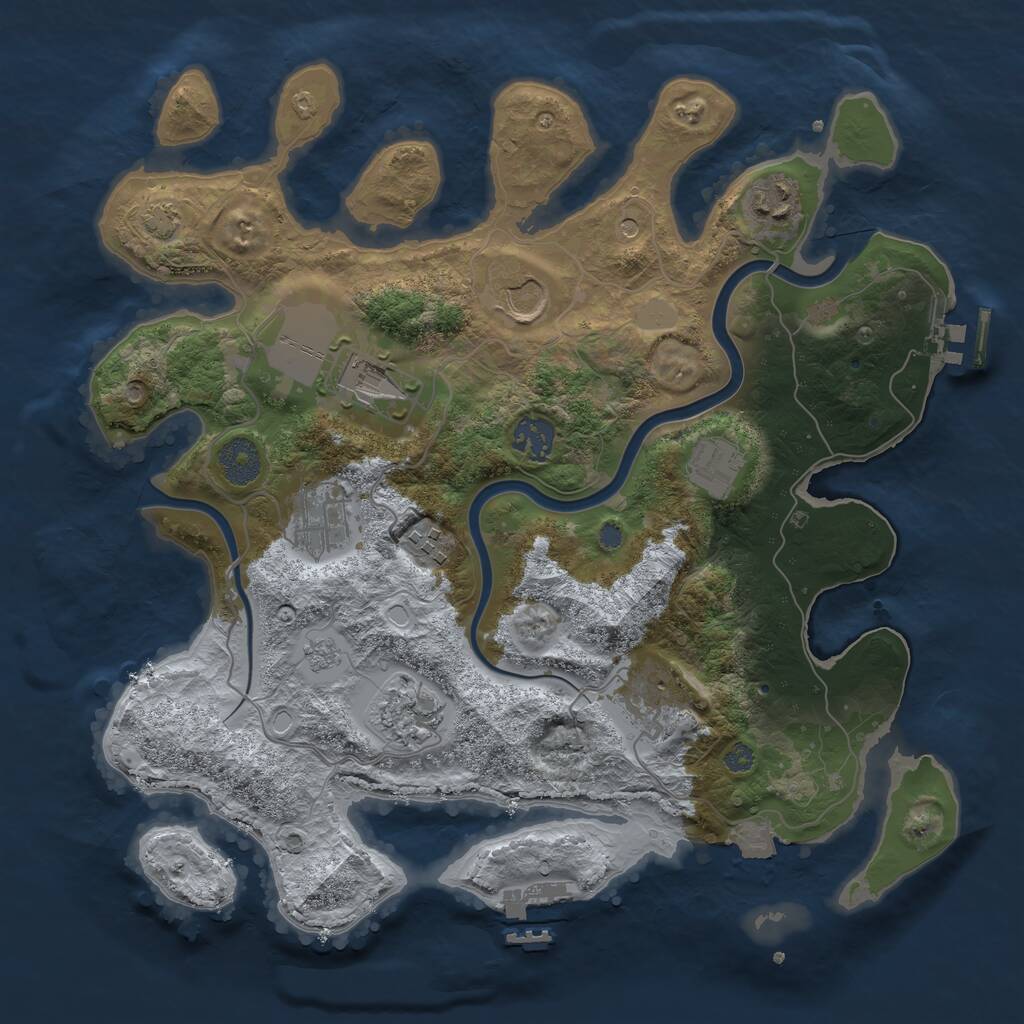 Rust Map: Procedural Map, Size: 3500, Seed: 1030322721, 14 Monuments