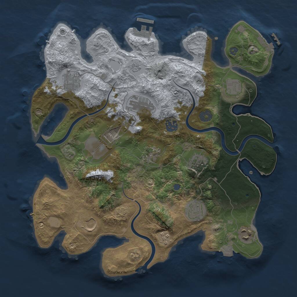 Rust Map: Procedural Map, Size: 3500, Seed: 208343, 18 Monuments
